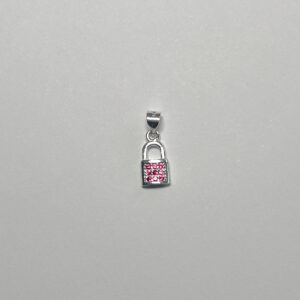Dije de candado pequeño con zircones de colores