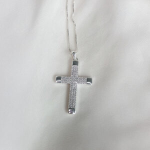 Cruz con zircones plana
