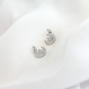 ARETE DE LUNA Y ESTRELLA CON PUNTITOS Y ZIRCONES