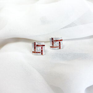 ARETE CUADRADO DE ZIRCONES BAGUETE DE COLORES Y ZIRCONES
